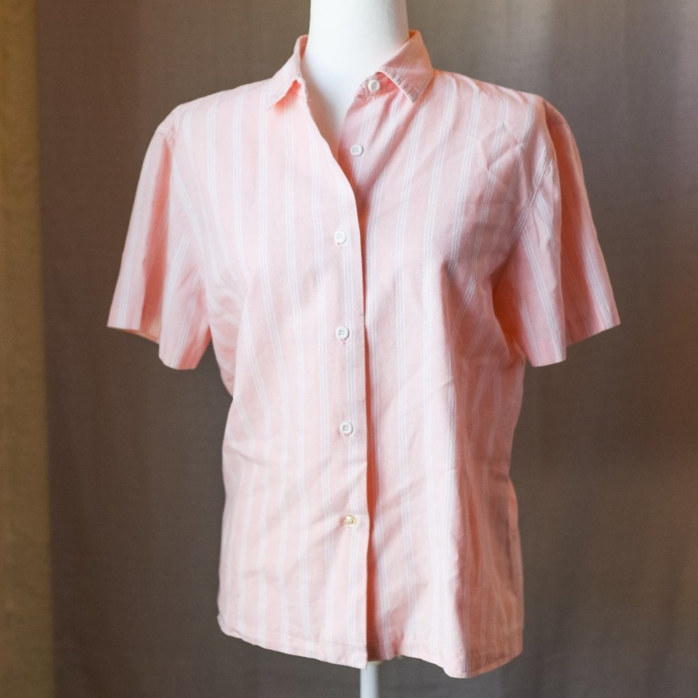 Vintage 70's Peach White Striped Blouse